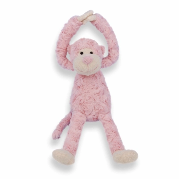 Roze knuffel aap met naam