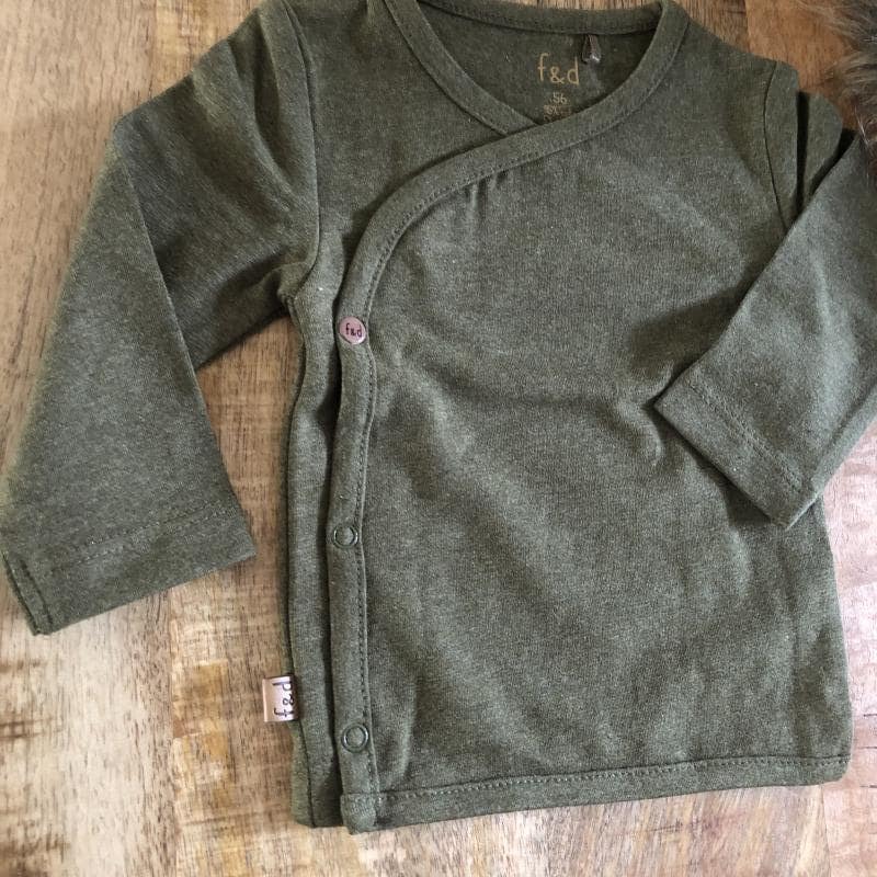 Baby wrap shirt khaki www.mijnwonder.nl