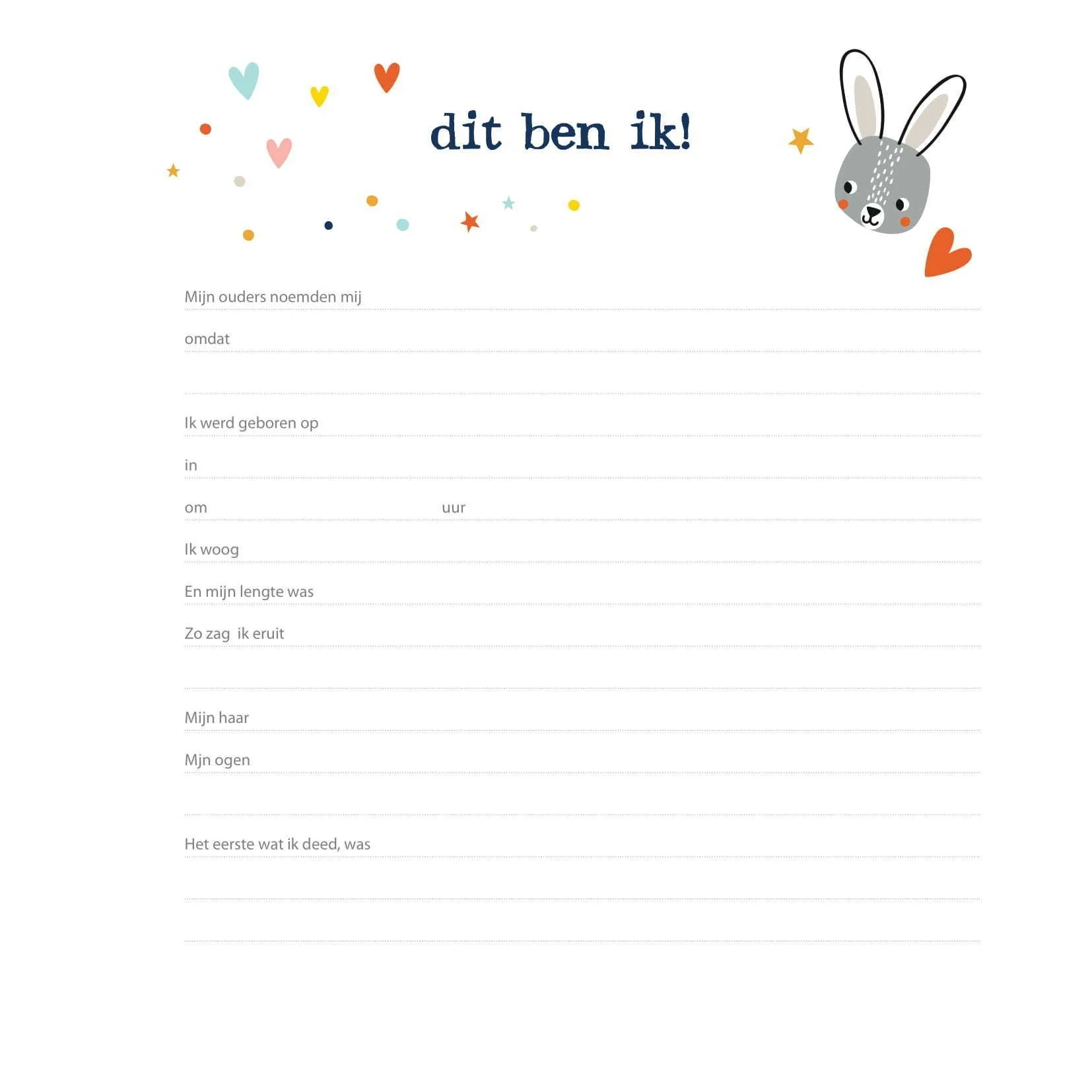 Mijn eerste jaar invulboek