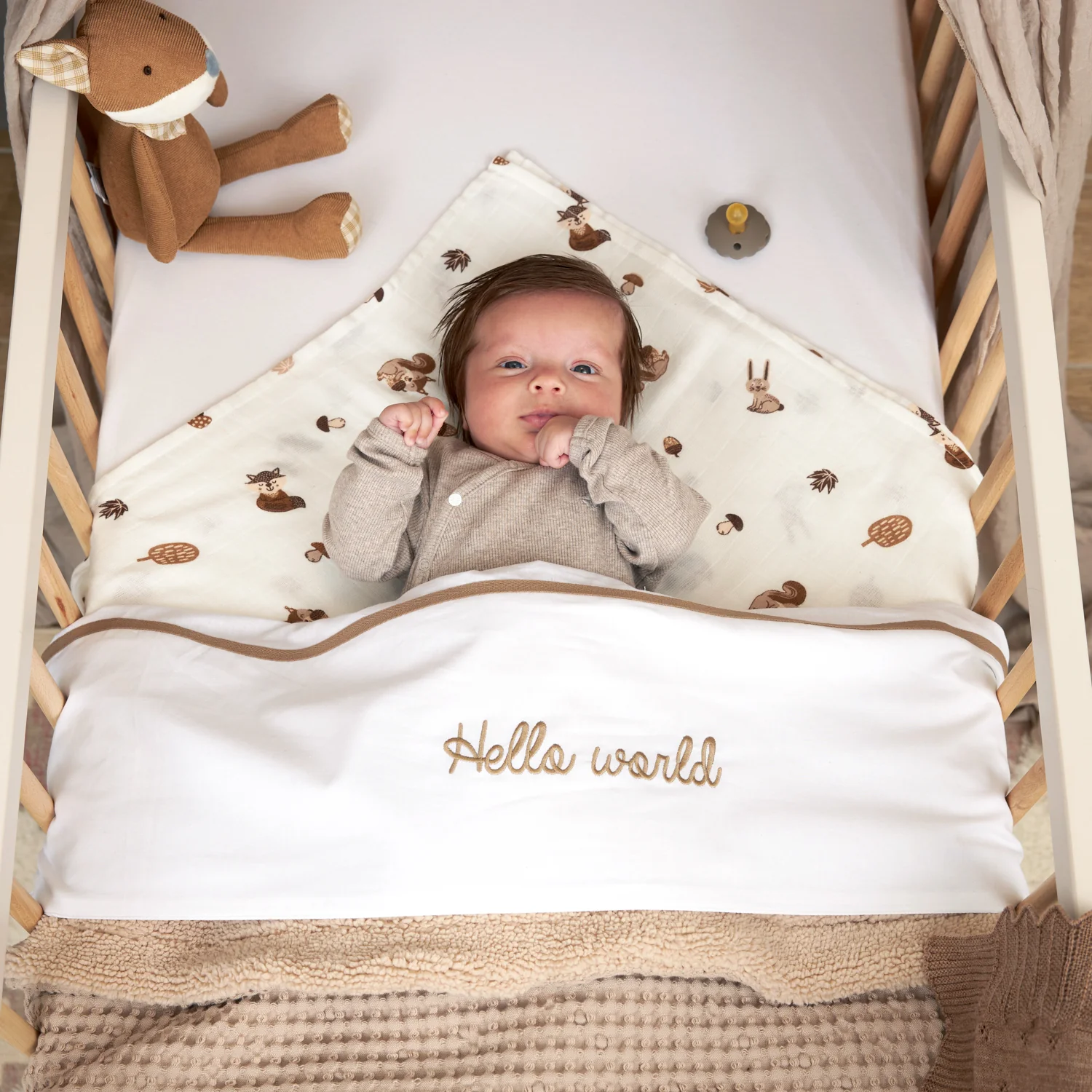 Ledikant laken Hello World